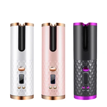 

Auto Rotating Ceramic Hair Curler USB Rechargeable Automatic Curling Iron LED Display Temperature Adjustable Hair Curler