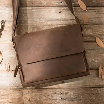 

Crazy Horse Leather Retro Leather Casual Men Bag Leather Trend Men Bag Shoulder Bag Youth Messenger Bag