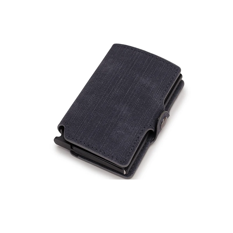 DIENQI карбоновые держатели для карт, кошелек, мужской кожаный чехол для карт, карманная сумка, металлическая RFID Защитная банковская карта, визитница для кредитных карт - Цвет: Black Black Case