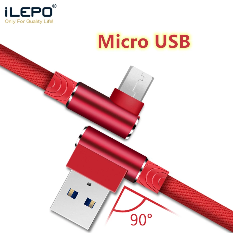 Micro USB кабель для передачи данных Samsung S5 S6 S7 A3 A5 J5 J7 Xiaomi Redmi 4X Note 4 Android 90 градусов