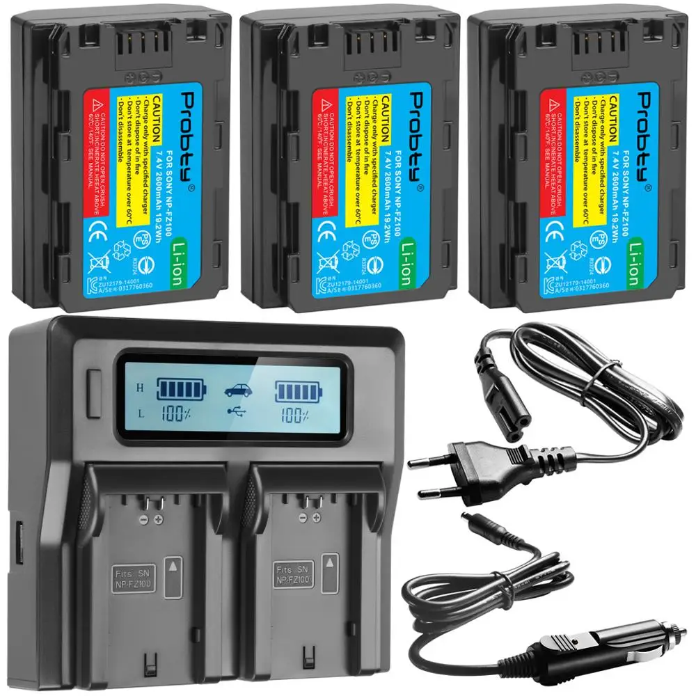 Bateria + Lcd Duplo para Sony Rápido Carregador Alpha Bc-qz1 9 9r A9r 9s Ilce-9 A7r a7 Iii Ilce-7m3 2600mah np Np-fz100 Npfz100 Fz100 - Image 2