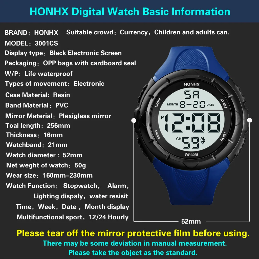 Мужские часы Reloj hombre honhx роскошный мужской цифровой светодиодный часы с датой спортивные мужские уличные электронные часы Montre homme Zegarek męski@ 12
