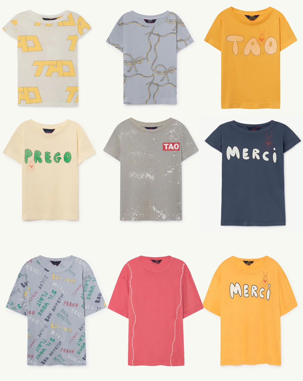 

2019 Spring and Summer Tao Series with The Same Paragraph Boys and Girls T-shirt Multi-color High-grade Cotton T-shirt Tops