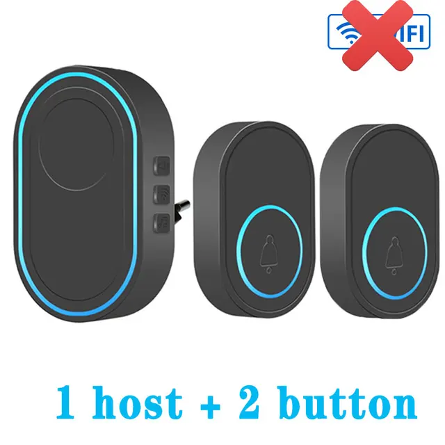 Wireless Doorbell Tuya App Intelligent Home Welcome Doorbell Waterproof Button LED Light 433MHz Security Alarm Smart Doorbell Black No WiFi 4