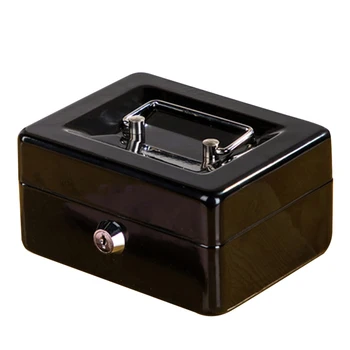 

Cash Tray Safe With Key Drawer Lockable Security Piggy Bank Money Carry Mini Deposit Box Tin Metal Petty