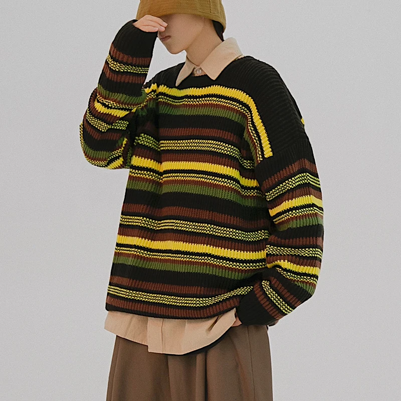 Winter Sweater Men Warm Fashion Contrast Color Casual Knit Sweter Man Loose Long Sleeve Sweaters Striped Pullover Men Clothes Winter Sweater Men Warm Fashion Contrast Color Casual Knit Sweter Man Loose Long Sleeve Sweaters Striped Pullover Men Clothes