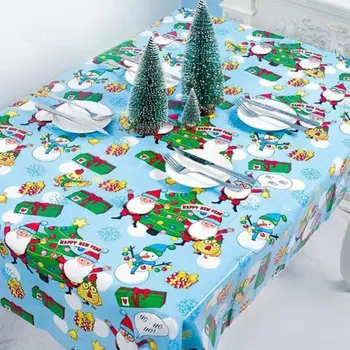 

Snowman Disposable Christmas Tablecloth Creative Christmas Decoration PVC Snowman Elk Rectangle Table Cover Desktop Decor