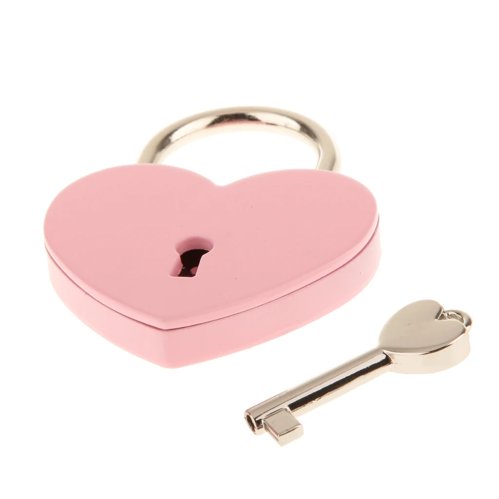 Retro Vintage Personalized Heart Shape Padlock with Key Travel Luggage Suitcase Locker Lock Set