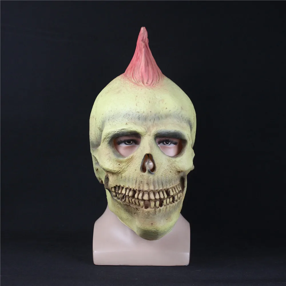 Scary Skull Mask Cosplay Full Face Head Realistic Latex Masks Helmet Costume Adult Fancy Halloween Masquerade Party Props1