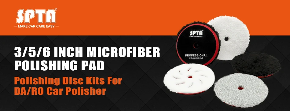SPTA 2Pcs 3/4/5/6/7'' Microfiber Polishing Pads Buffing Pads For DA RO Polishers 
