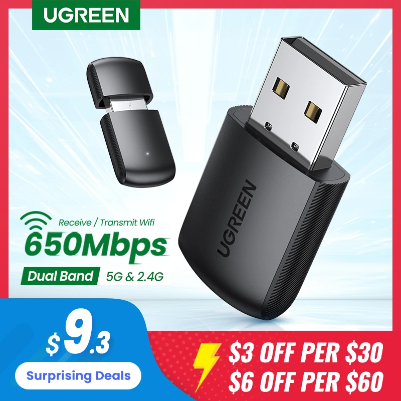 Ugreen Wifi Adapter Wireless Adapter 650mbps Usb Wifi 2 4g 5g Network Card For Pc Computer Usb Wifi Adapter Usb Ethernet Wifi Network Cards Aliexpress