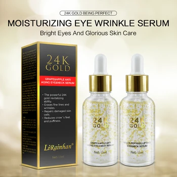 

24k Hydrating Eye Serum Smooth Fine Lines Anti Wrinkle Eye Cream Six Peptides Serum Anti Aging Remover Dark Circle Bag Eye Care