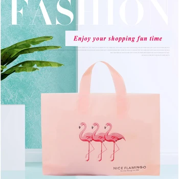 

50Pcs Large Merchandise Bags with Handles with Bottom Gusset Pink Thick Plastic Gift Bags Retail Clothing Shopping Bags