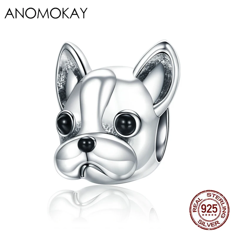 Anomook Хит 100% Серебро 925 пробы собака животное бисер подходит для браслета S925