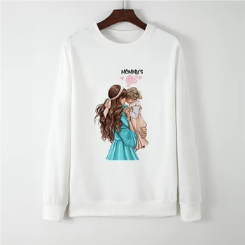 

Autumn Winter New Arrival Fashion Super Mom MOMMY'S GIRL Loose Funny Punk Hatless Hoodies Women Thermal Sweatshirt Tracksuit