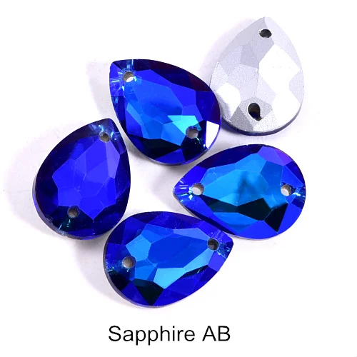 24 шт. цветные стразы с кристаллами AB, заостренные сзади, каплевидные стеклянные блестящие камни для шитья свадебного платья, сумки DIY B1135 - Цвет: Sapphire AB