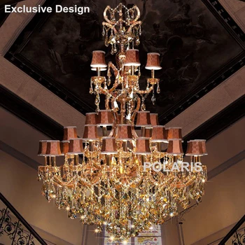 

ZISIZ Hotel Lobby Chandelier Maria Theresa Crystal Chandeliers Large Luxury Classic Hanging Lamps Light with K9 Crystals