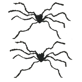 

2Pcs Halloween Decorations Outdoor 78.8 Inch Spider Posable Furry Black Giant Scary Fuzzy Spiders Indoor Yard Web Party