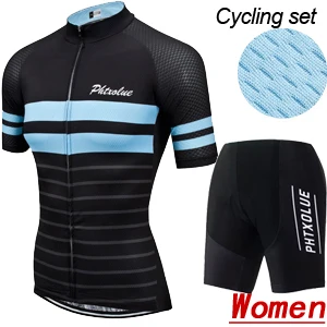 Phtxolue Women Cycling Clothing Cycling Set Breathable Anti-UV Bicycle Wear Bike Clothing Kit Suit Cycling Jersey Sets - Цвет: Cycling Set