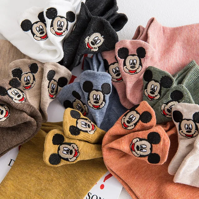 Disney Mickey Minnie Happy Socks Autumn Summer Short Socks Cute Socks For Girls Cotton Cartoon Animal