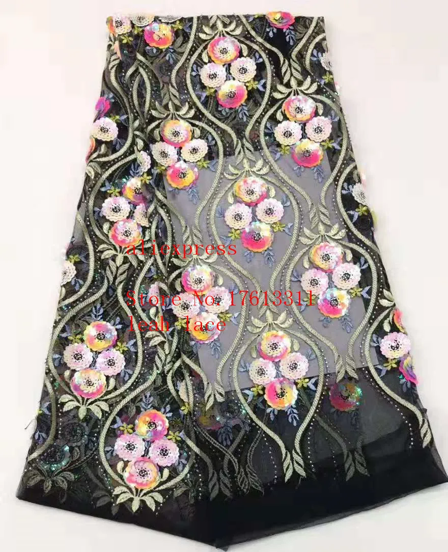 

stock 5yards/bag 4 colors embroidered sequins DIY beads floral patterns luxury French style fabrics for wedding dresses BH158#