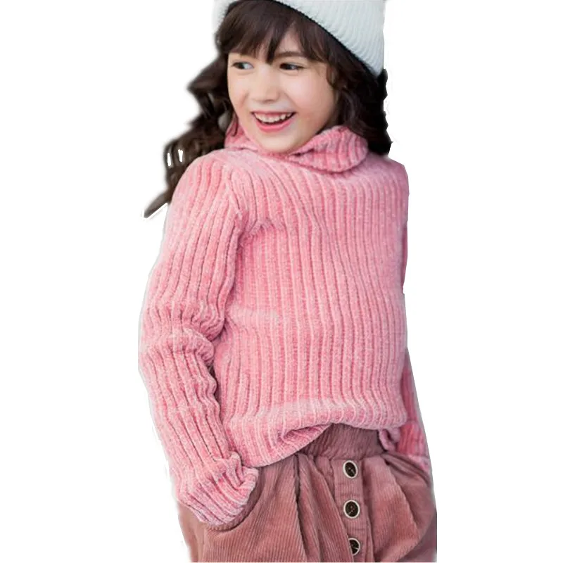 Funfeliz; Детские теплые свитера с высоким воротником для девочек; коллекция года; сезон осень-зима; вязаный свитер детский пуловер Кардиган; От 3 до 11 лет