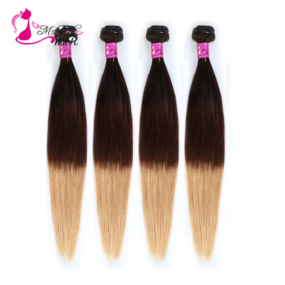Ms Cat Hair Ombre бразильские прямые волосы с эффектом омбре bl1b/4/27 Remy наращивание волос