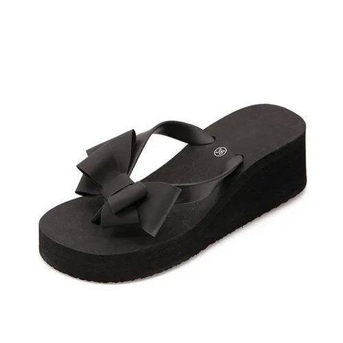 핫! 여성용 플랫폼 하이힐 플립 플롭 비치 샌들, 나비 매듭 슬리퍼, 여성용 신발 Size36-40, 새로운 패션, 여름 2