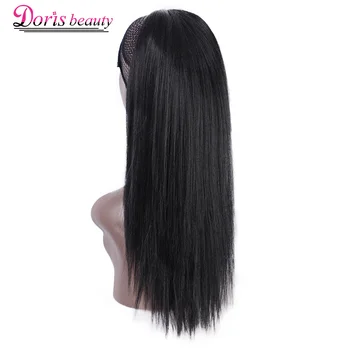 Doris beauty 16'' 20'' Synthetic Kinky Straight Ponytail Hair Extensions Drawstring Afro Yaki Ponytail Hair Pieces for Women 2