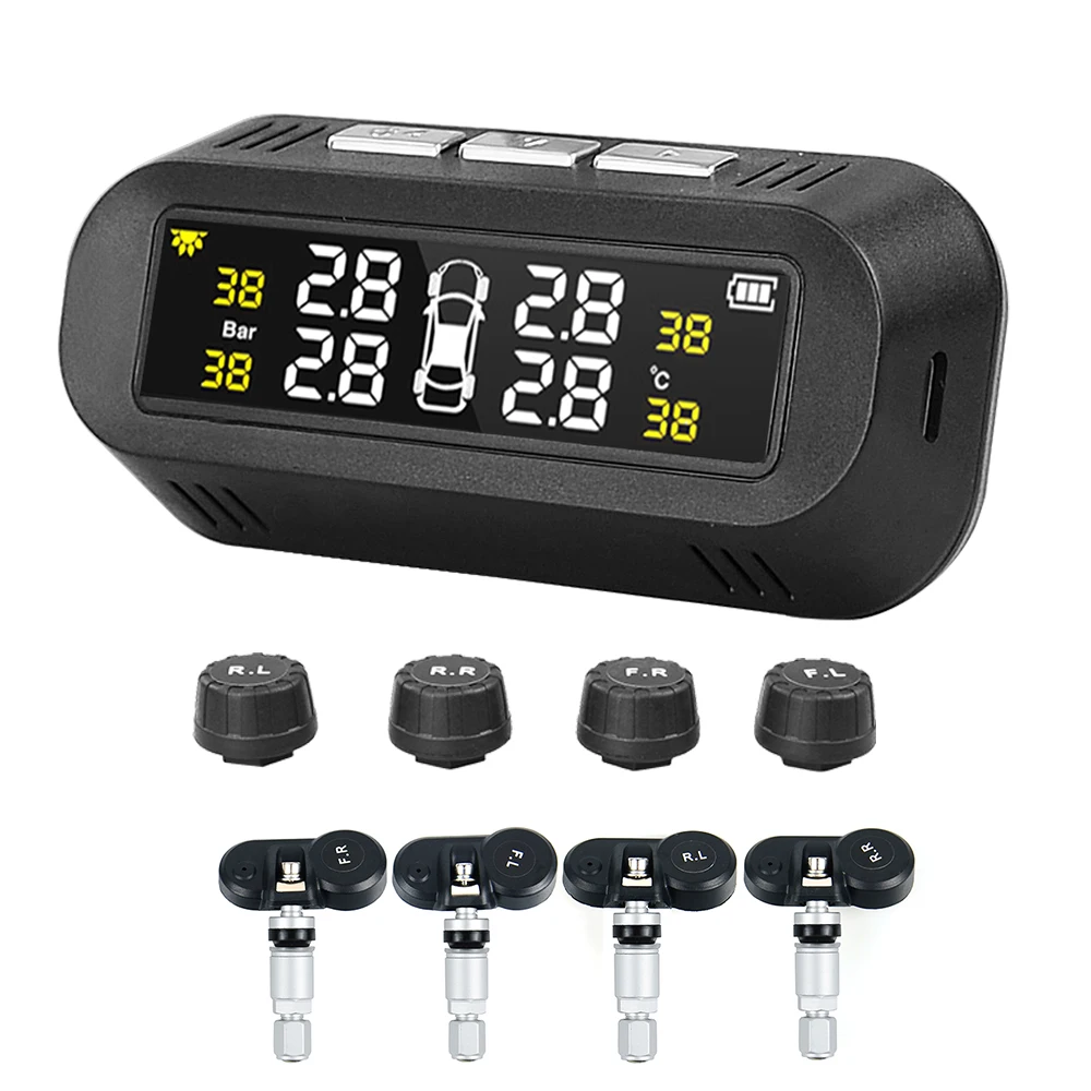 Автомобильные TPMS система контроля давления в шинах солнечная энергия цифровой