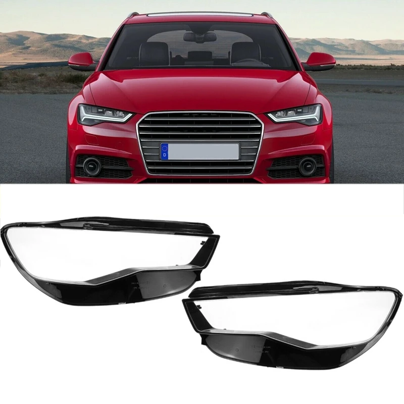 

2Pcs Front Left and Right Car Headlight head light lamp Lens Light Cover for Audi A6L C7 2016-2018