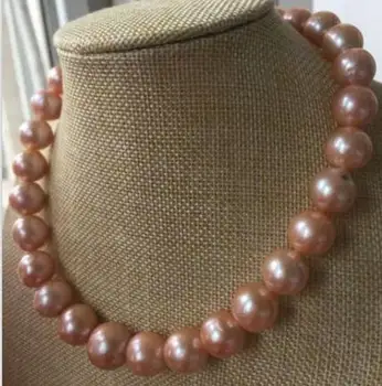 

noble jewelry natural Freshwater pink pearl 11mm necklace