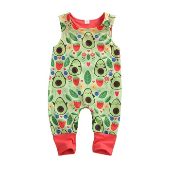 

Newborn Toddler Boy Baby Girl free shipping clothes Avocado print casual cotton Romper round neck sleeveless Jumpsuit one pieces