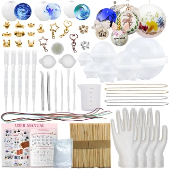 

Sphere Resin Silicone Molds Jewelry Casting Supplies Pack of 9 Trays with 53-Kits