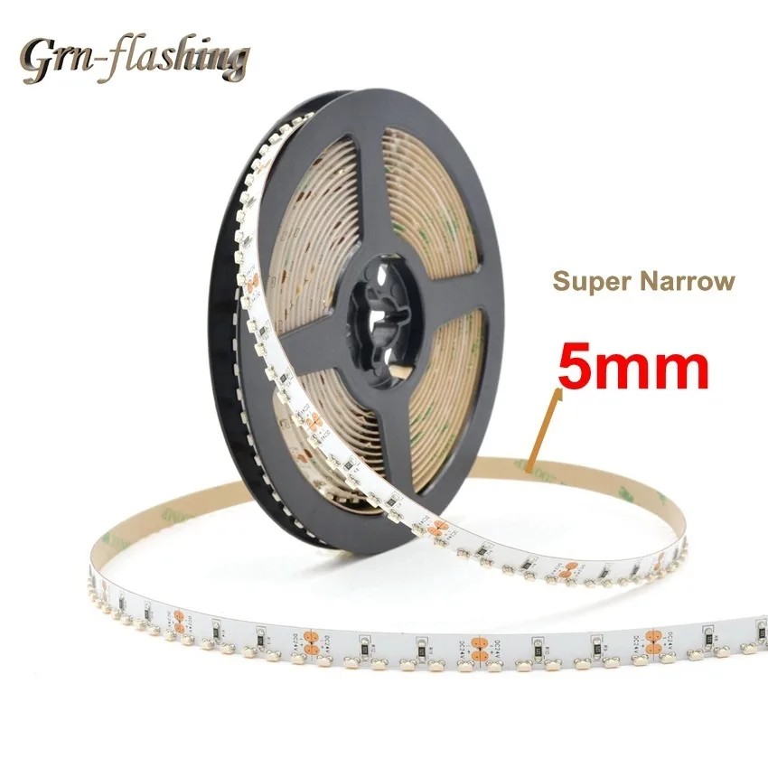 DC 12V 120led/m Side Emitting LED Strip SMD335 5mm Width Narrow PCB LED Tape Lights for Home TV Backlight Living Room Decoration