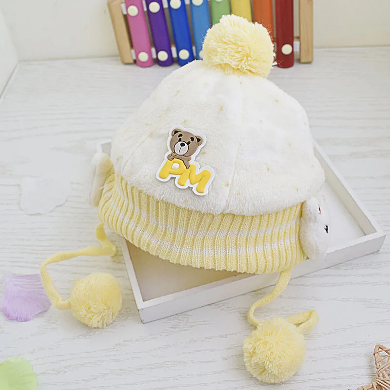 

Newborns Plush Cap Winter 3-6-12 Months Men And Women Baby Set of Head Cap Infant Fashion Earmuff Warm Hat