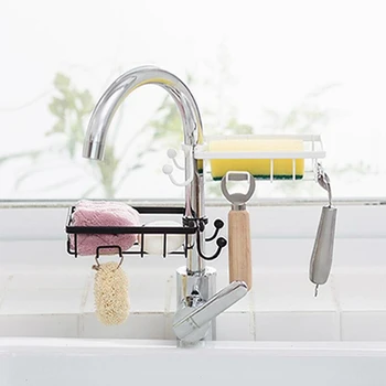 

Kitchen Faucet Rack Stainless Steel Faucet Rag Drain Rack Sink Storage Rack Soap Sponge Dish Drainer Kitchen Supplies