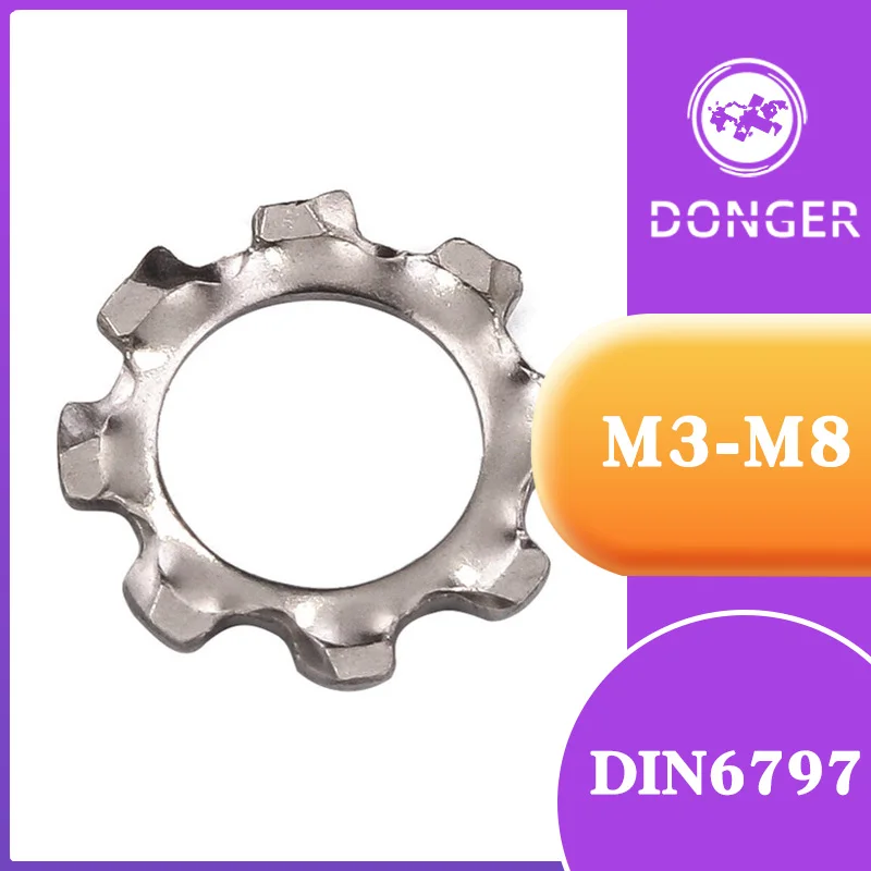 100Pcs DIN6797A M3 M4 M5 M6 M8 304 Stainless Steel Washer External
