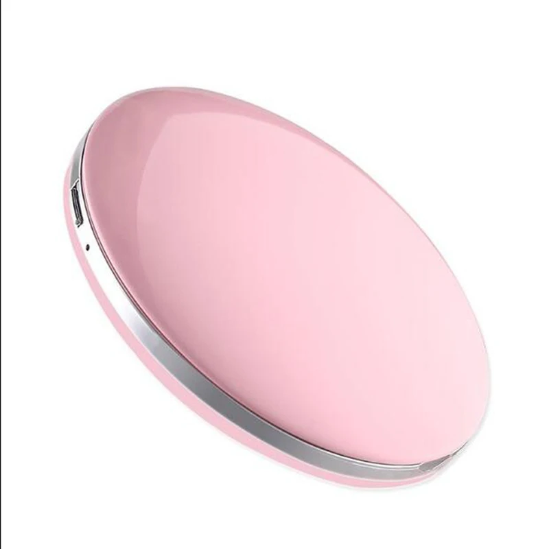 Portable Mini Makeup Mirror Compact Pocket USB Chargeable Two-side Folding Makeup Mirror with LED Light Cosmetic for Gift