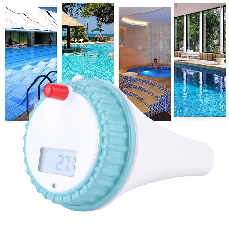 Floating Pool Thermometer with 19 Solar Pool Lights Pond Water Thermometer  with RGB Led Lights Color Changing Swimming Pool Thermometer Water