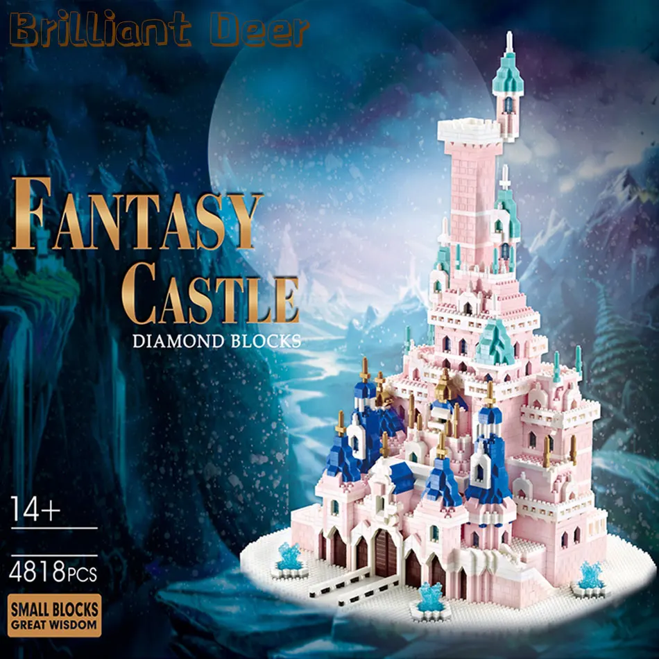 

Pink Blue Princess Castle 3D Micro Building Blocks Model DIY Friends Bricks Toys for Girls Christmas Gift