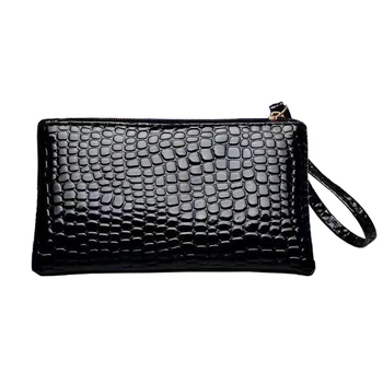

PU Black Women's Clutch Bag Women's Handbag Shopping Change Pouch Female Evening Bags Key Phone Envelope Clutches Pocket 17*10cm