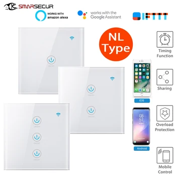 

Tuya Smart WiFi Switch Smart Life App Alexa Google Home Remote Smart Home Wall Touch Switch EU 1/2/3 Gang Wall Light Switch