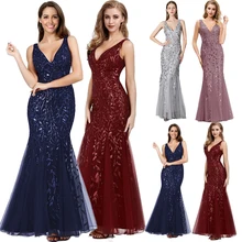 Серебристо-серый элегантные модные вечерние платья пикантные простые с v-образным вырезом и открытой спиной без рукавов с вышивкой и бусинами в форме рыбьего хвоста платье подружки невесты