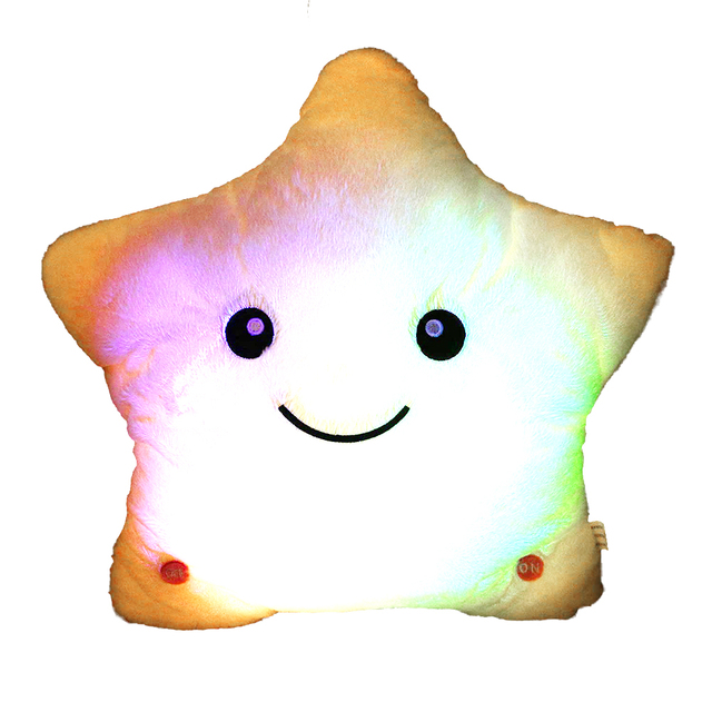 38CM Colorful Moon Shape Plush Toys Luminous Glowing LED Light Pillow Soft  Kawaii Stuffed Lovely Kids Toy Birthday Gift