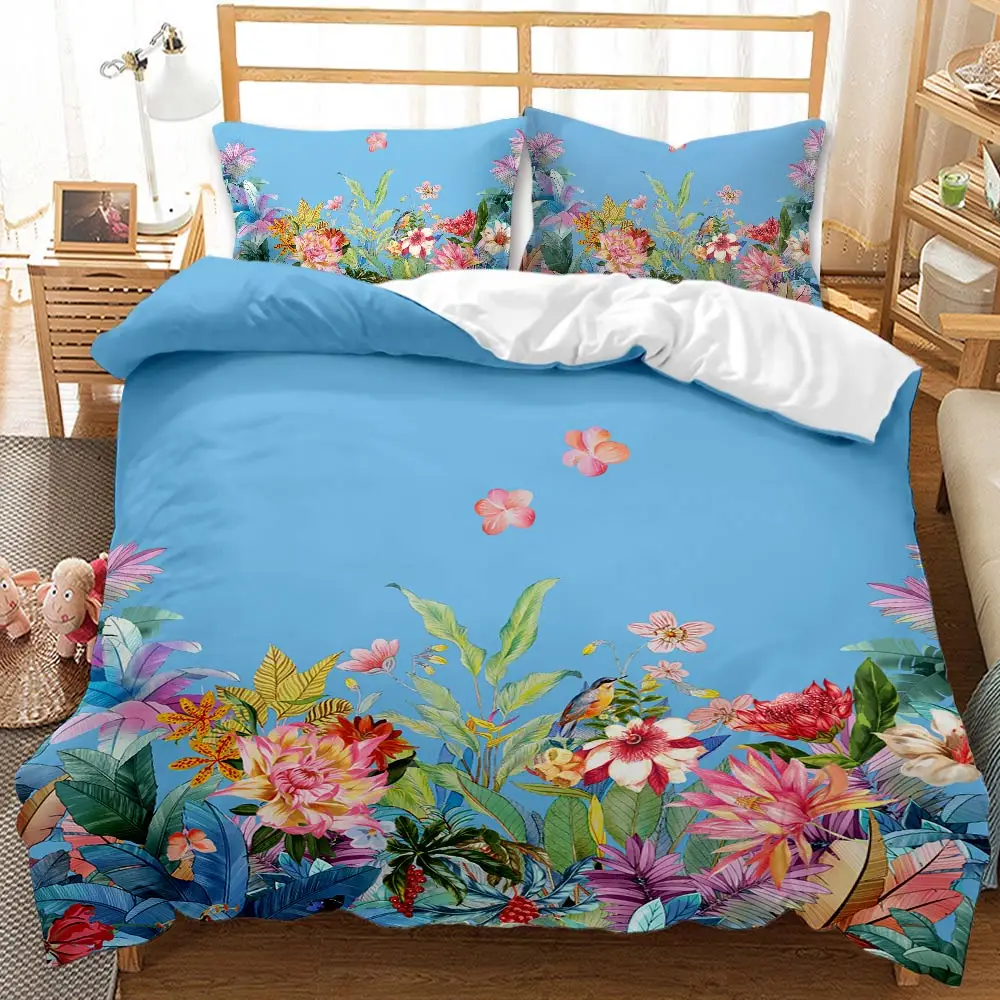 

Free shipping Rose flower 3D Quilt Duvet Doona Cover Set Single Double Queen King Print