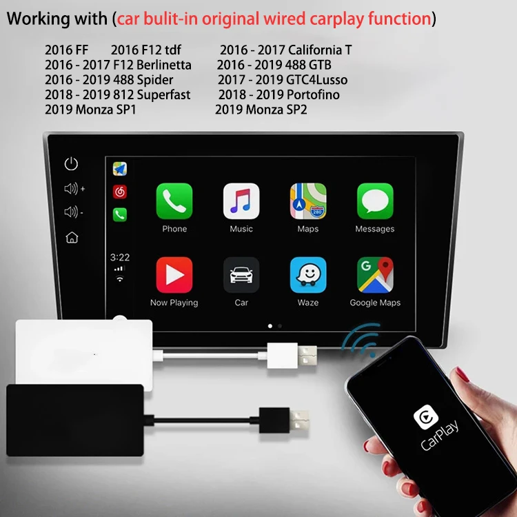 Проводной к беспроводной Apple CarPlay USB ключ подключи и играй Bluetooth WiFi CarPlay для автомобиля с OEM проводной Carplay - Название цвета: Ferrari