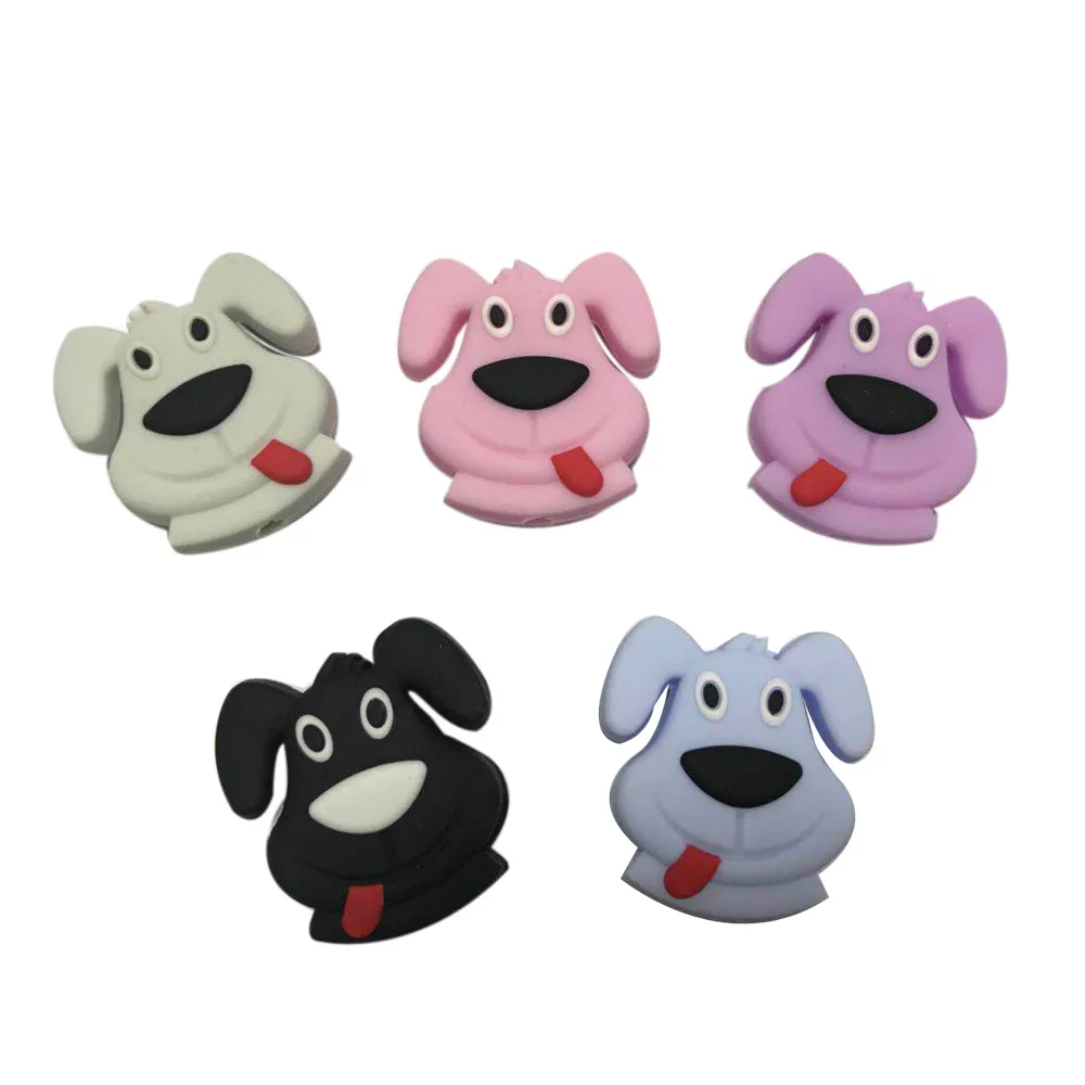 

10pcs/lot Silicone Teether Baby Teething Toy BPA FREE Soft Chewable Dog Teether Making Necklace Pacifier Clip Chain