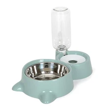 

Pet Supplies Choking-proof Stainless Steel Dog Bowl Automatic Drinking Fountain Cat Feeder Dual-purpose Cat Ear Shape Puppy Eat
