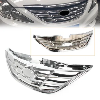 

Car Front Grille Horizontal Upper Grill For Hyundai Sonata MK VI 2011 2012 2013 Chrome ABS Plastic with emblem logo